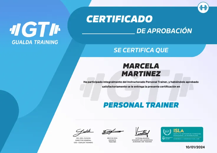Instructorado Personal Trainer, Gualda Training